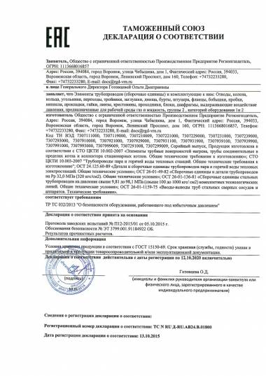 Регионгаздеталь оформил декларацию Таможенного союза для ТЭС