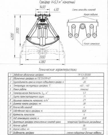 Грейфер V- 5, 3 куб. м. канатный Захваты грузоподъемные, грейферы
